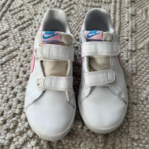Nike Kids White Sneakers with Pink Accents